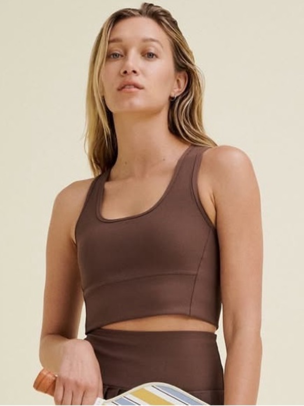NWOT Recess Pickleball 🎾 Stevie tank in Espresso Ribbed Small Scoop Crop Tank